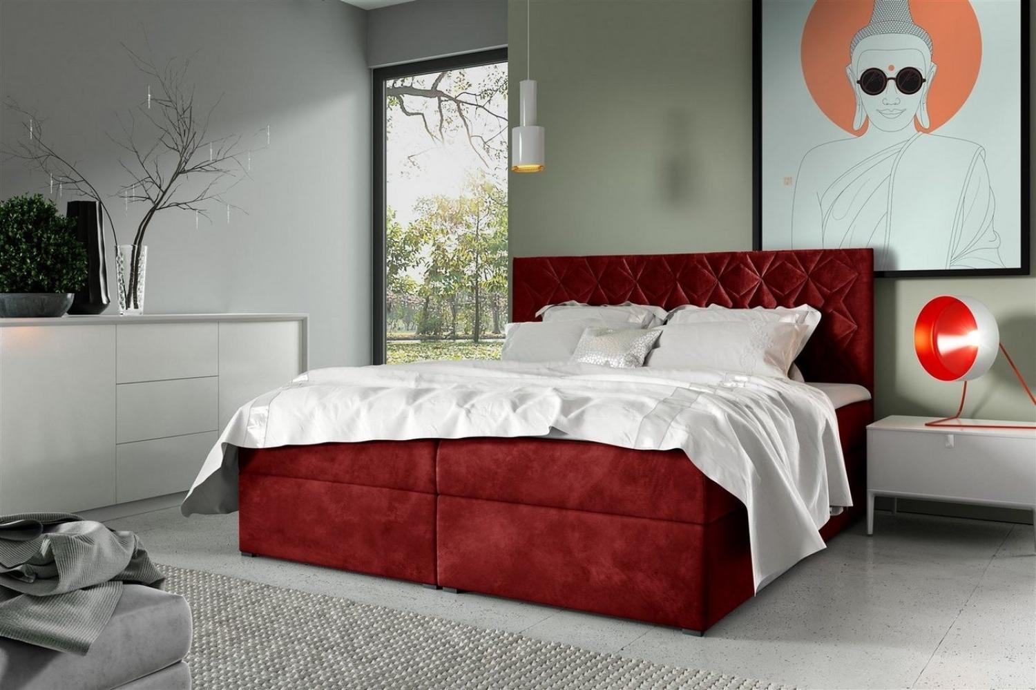 Boxspringbett Schlafzimmerbett 140x200cm LAZARO Nr. 7 Rot inkl. Bettkasten Bild 1