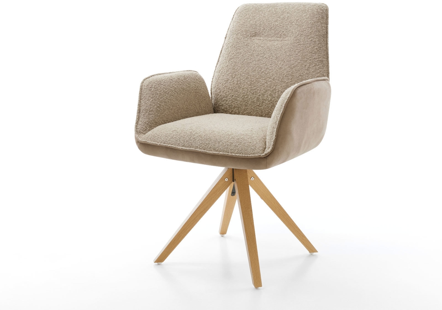 Drehstuhl Zoa-Flex Materialmix Schlamm Holzgestell kantig Weiß 180° drehbar Taschenfederkern Bild 1