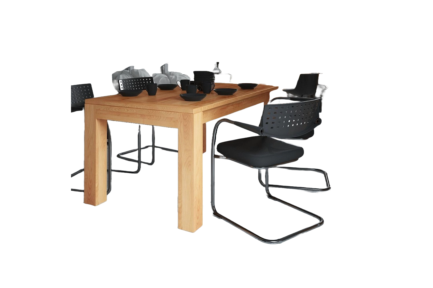 Esstisch Lubic aus Kernbuche massiv 80x190x77 cm mit Holzbeinen Bild 1