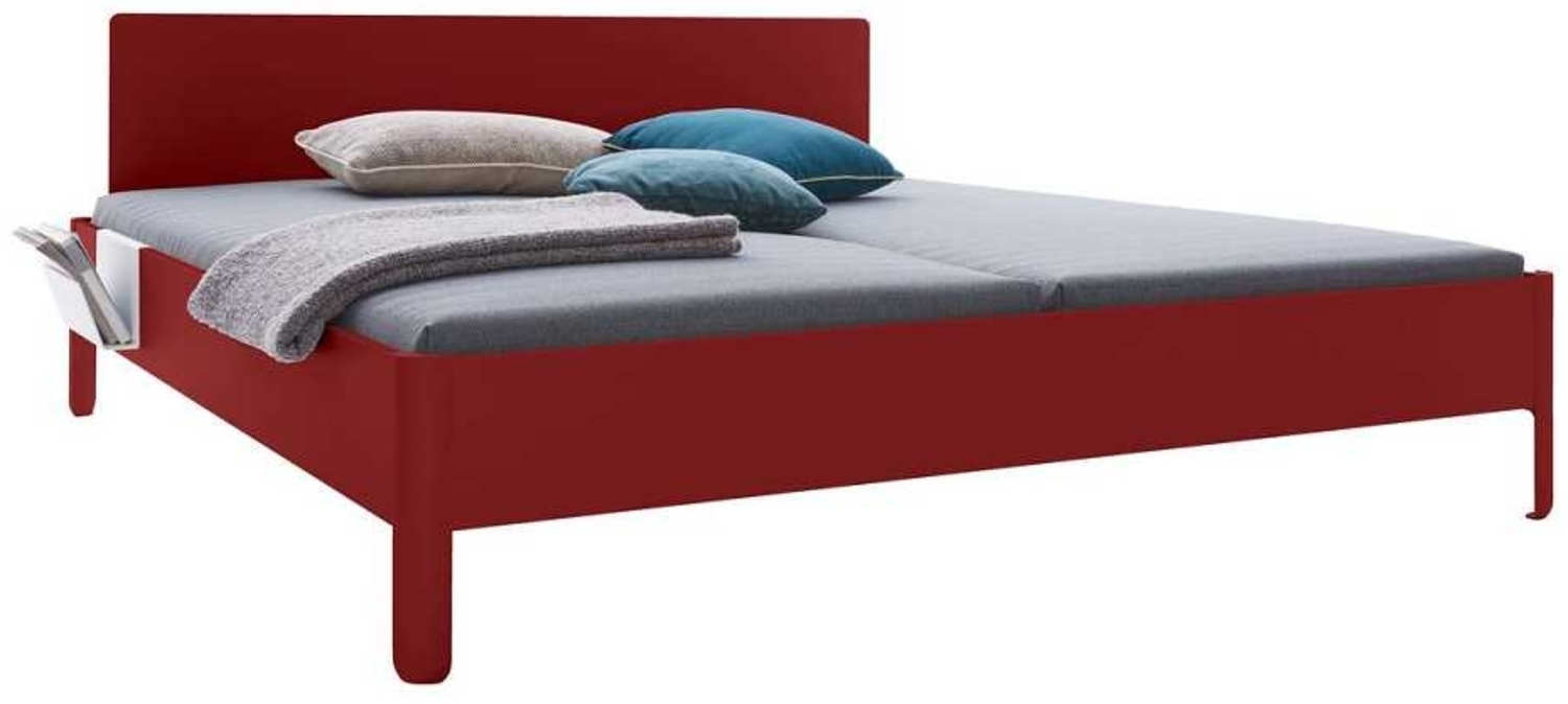 NAIT Doppelbett farbig lackiert Karmesinrot 160 x 200cm Mit Kopfteil Bild 1