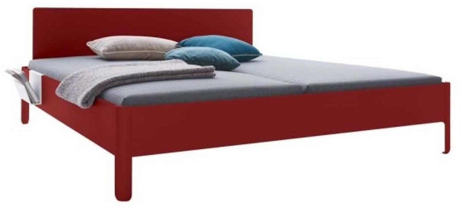 NAIT Doppelbett farbig lackiert Karmesinrot 160 x 200cm Mit Kopfteil Bild 1