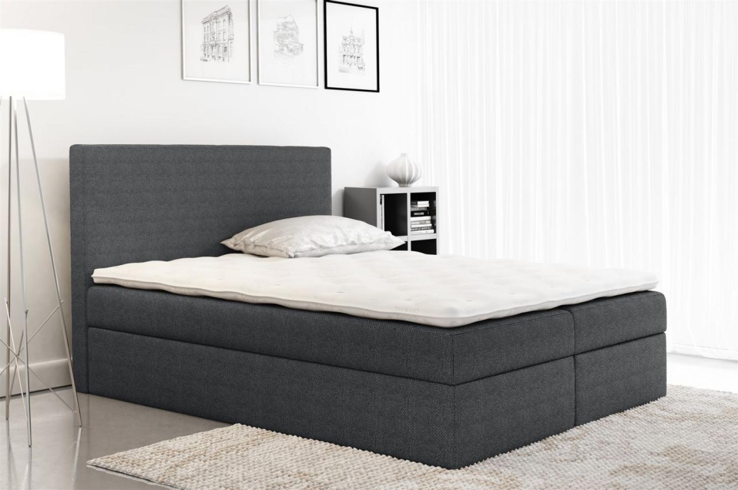 Boxspringbett KELIS Webstoff Grau 140x200cm Bild 1