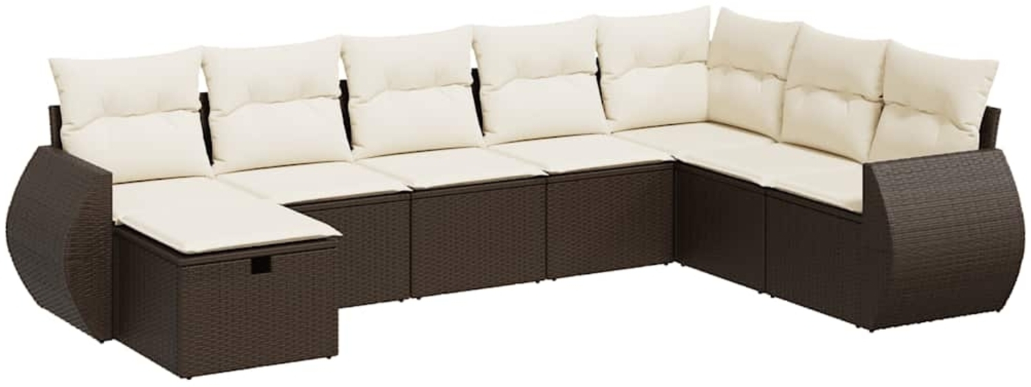 vidaXL 8-tlg. Garten-Sofagarnitur mit Kissen Braun Poly Rattan 3325639 Bild 1