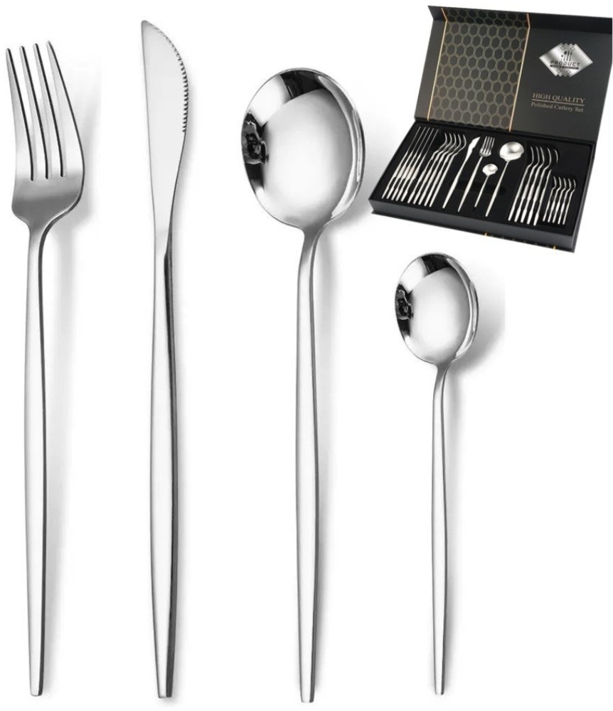 KESSMANN Besteck-Set Premium Silber Besteck Set 48 Teiliges rostfrei Edelstahl Essbesteck (48-tlg), 12 Personen, Edelstahl rostfrei, Menübesteck Tischbesteck Messer Gabel Löffel Tafelbesteck Set Bild 1