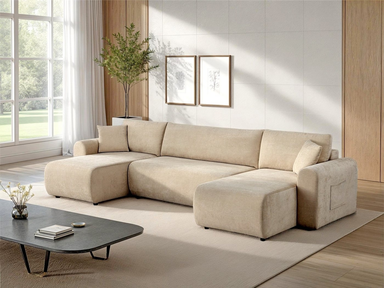 OTTO home Wohnlandschaft JONAA, 311 cm, U-Form, Schlafsofa, Boxspringfederung, Cord u. Struktur, Schlaffunktion 133/270cm, Bettkasten, Taschen, Unser Tiefpreis Bild 1