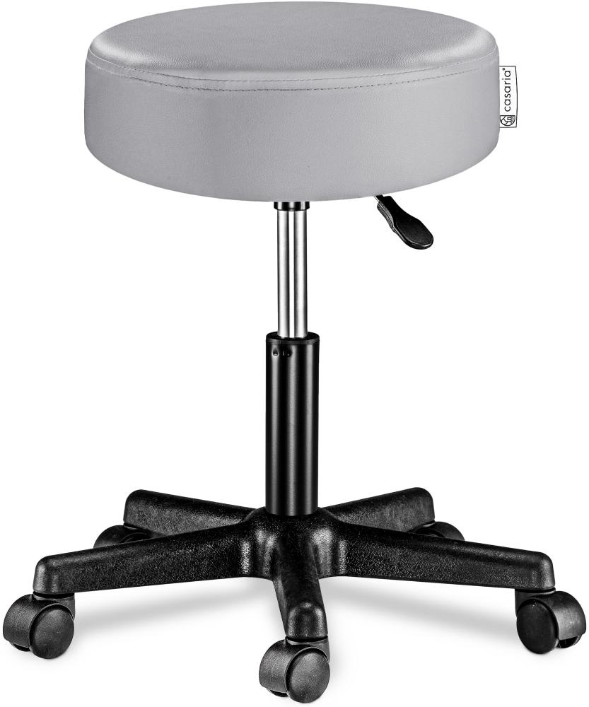 CASARIA® Rollhocker Höhenverstellbar Kunstleder Grau Bild 1