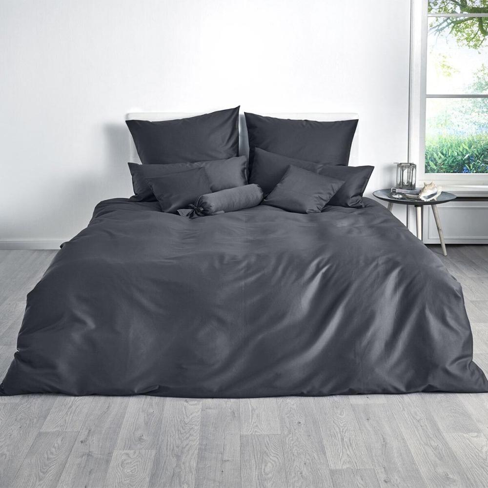 Traumschlaf Uni Mako-Satin Bettwäsche|200x200 cm + 2x 40x80 cm| titan Bild 1