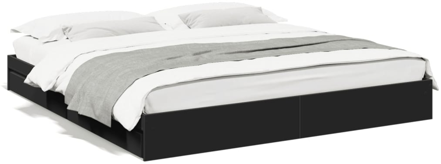 vidaXL Bettgestell mit Schubladen Schwarz 200x200 cm Holzwerkstoff 3280630 Bild 1