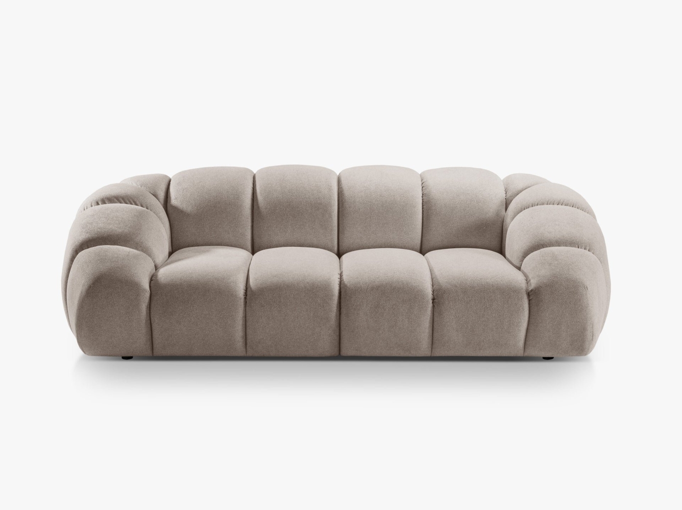 Micadoni Sofa Diana 3-Sitzer Strukturierter Samtstoff Dunkelbeige Bild 1