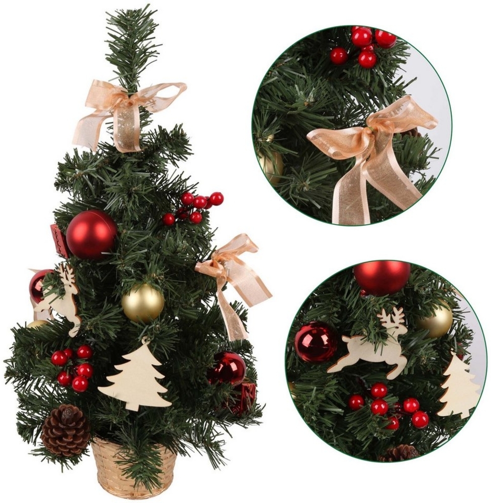 Sarcia. eu Künstlicher Weihnachtsbaum Künstlicher Weihnachtsbaum mit roten Ornamenten im Topf 50cm Bild 1