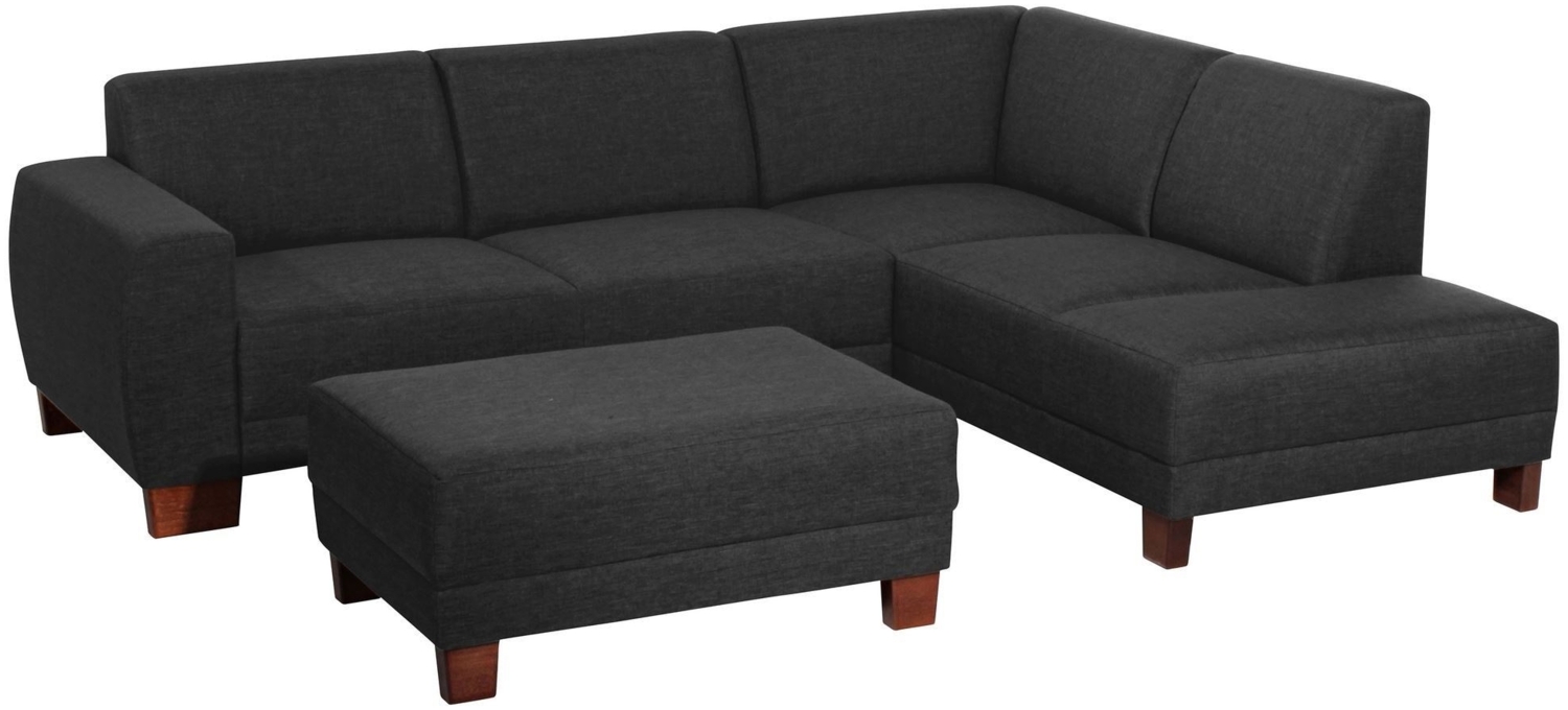 Ecksofa mit Ottomane links Katy Bezug Flachgewebe (Leinenoptik) Buche nussbaum dunkel / schwarz 22990 Bild 1