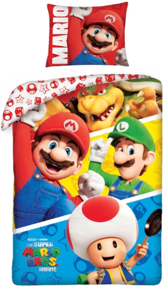 Super Mario Bettwäsche-Set – Bettbezug 140x200 cm + Kissenbezug 60x70 cm Bild 1