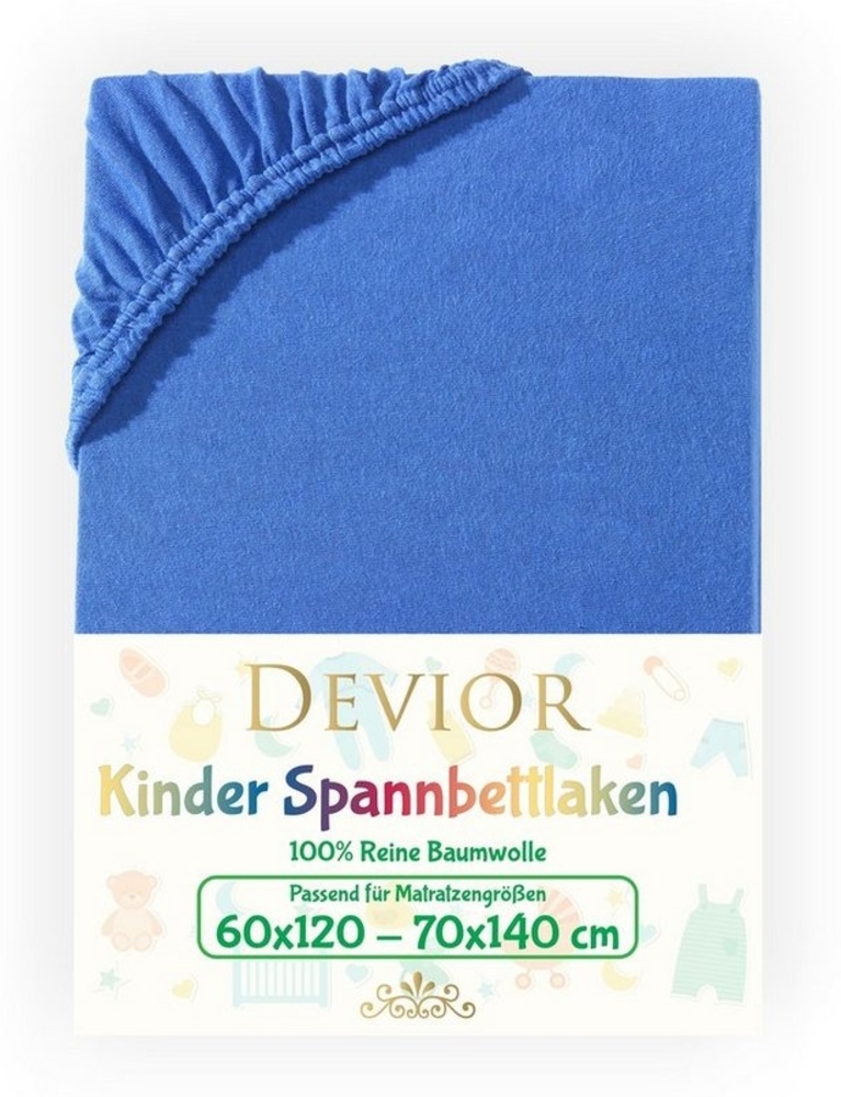 Devior Spannbettlaken Kinder Spannbetttuch 60x120 - 70x140 cm Bettlaken Tuch 100% Baumwolle, Jersey, Gummizug: Rundumgummizug, Matratzen Bezug bis 12cm Matratzenhöhe Bild 1