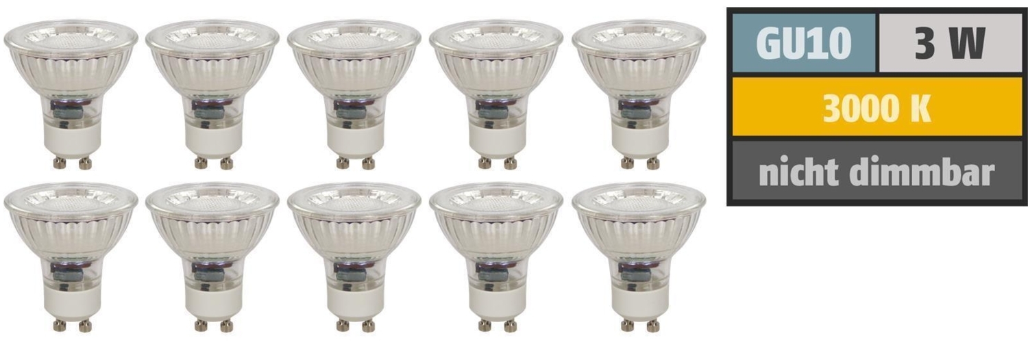 LED-Strahler McShine ''MCOB'' GU10, 3W, 250 lm, warmweiß, 10er-Pack Bild 1