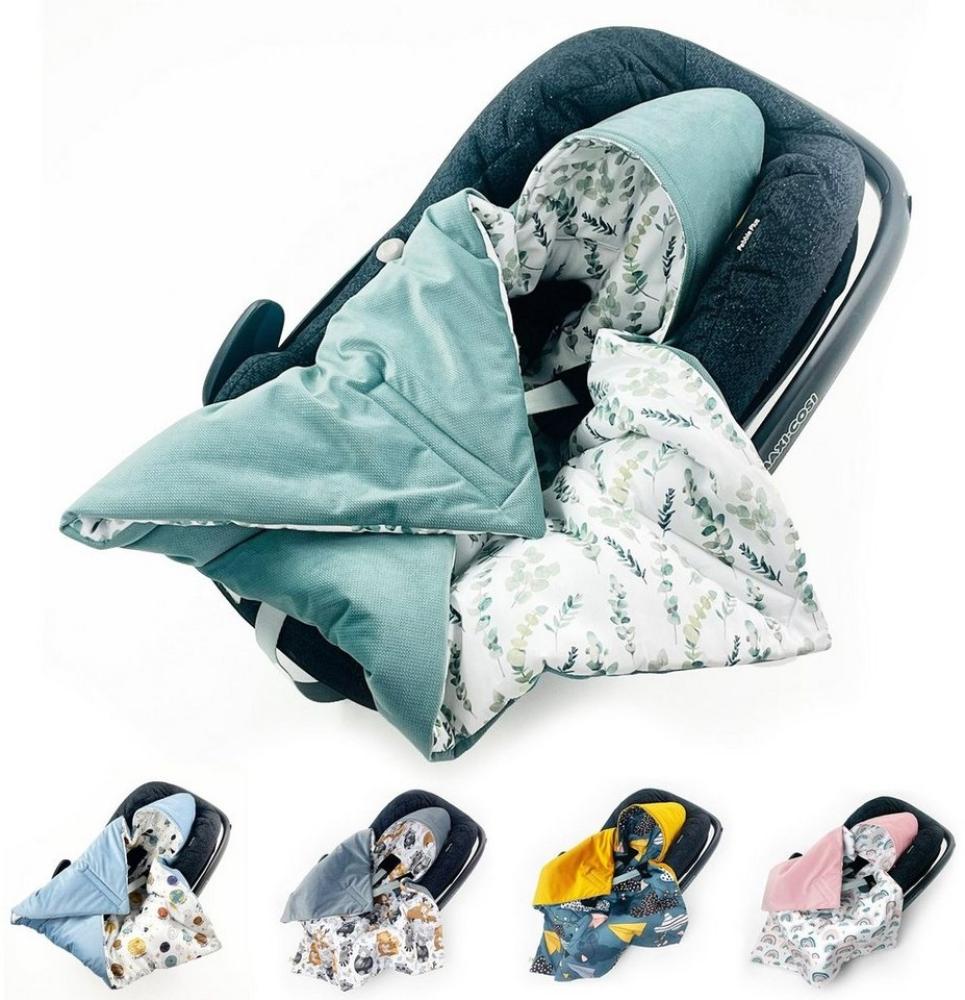 Einschlagdecke Babyschale Autositz mit Klettverschluss HERBST WINTER warm wattiert, BABEES Bild 1