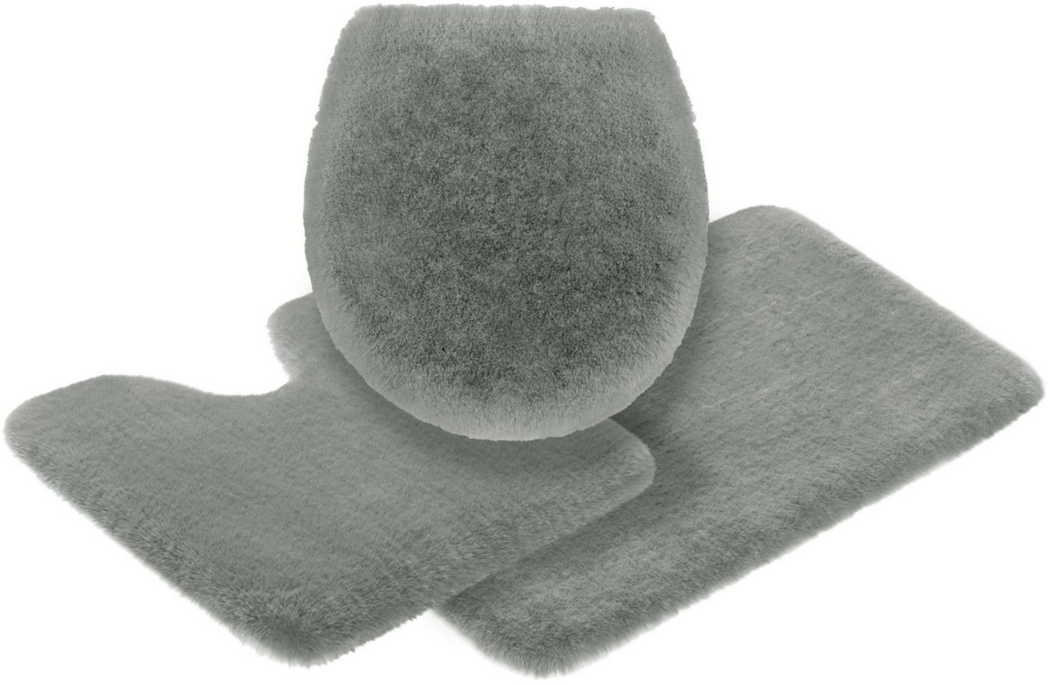 Leonique Badematte Ransol, besonders langer Flor, sehr flauschig, Höhe 50 mm, fußbodenheizungsgeeignet, strapazierfähig, Polyester, rechteckig, 3-tlg. Stand-WC Set, Badteppich, Kaninchenfell-Haptik, rechteckig, rund & als 3-tlg. Set Bild 1