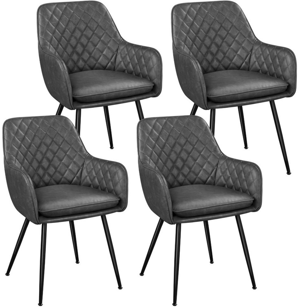 Yaheetech Esszimmerstuhl Küchenstühle (4 St), Stuhl-Set Polsterstühle mit Armlehnen und Metallbeine Bild 1