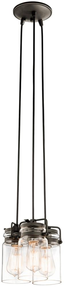 Pendelleuchte, Deckenlampe, Stahl Glas, Bronze, D 21,6 cm Bild 1