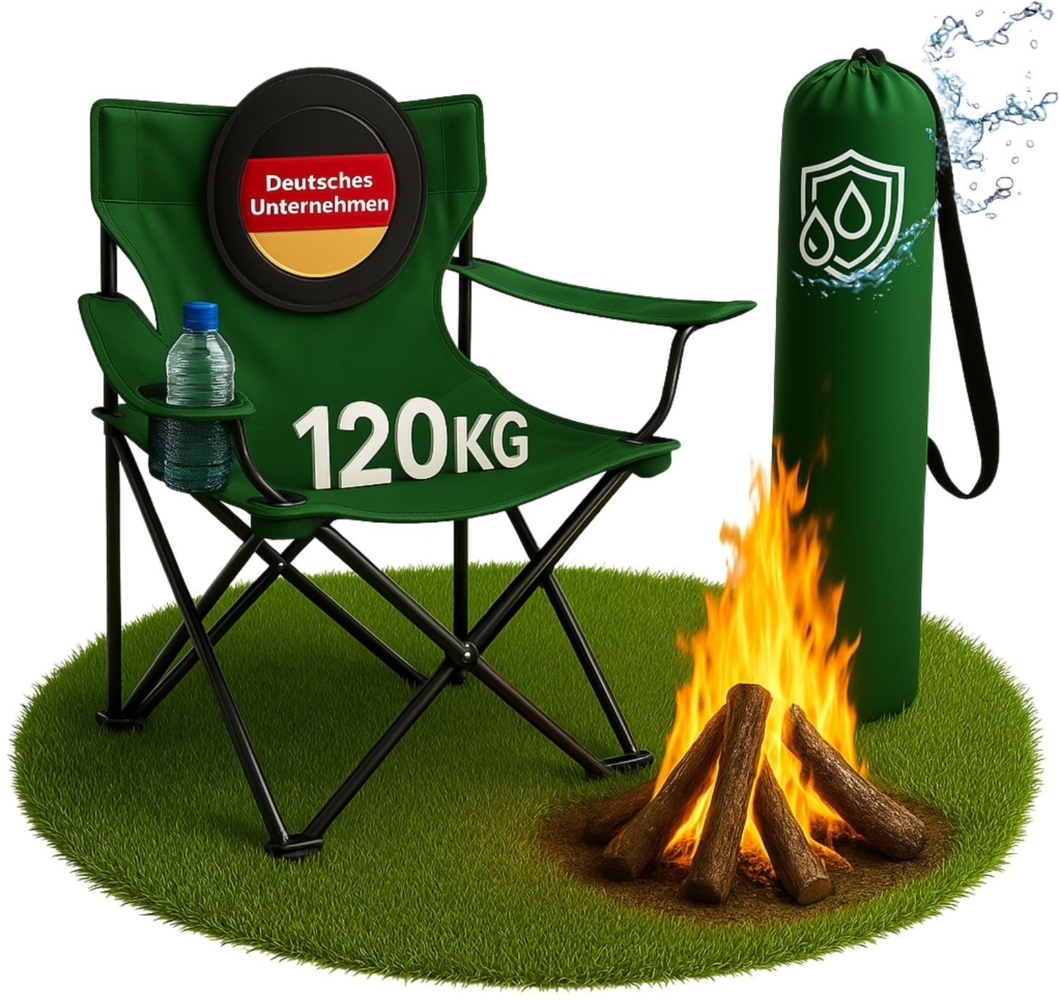 Coemo faltbarer Campingstuhl Faltstuhl mit Tragetasche in Grün Bild 1