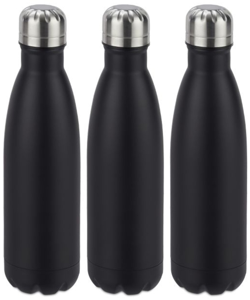 3 x Trinkflasche Edelstahl schwarz Bild 1