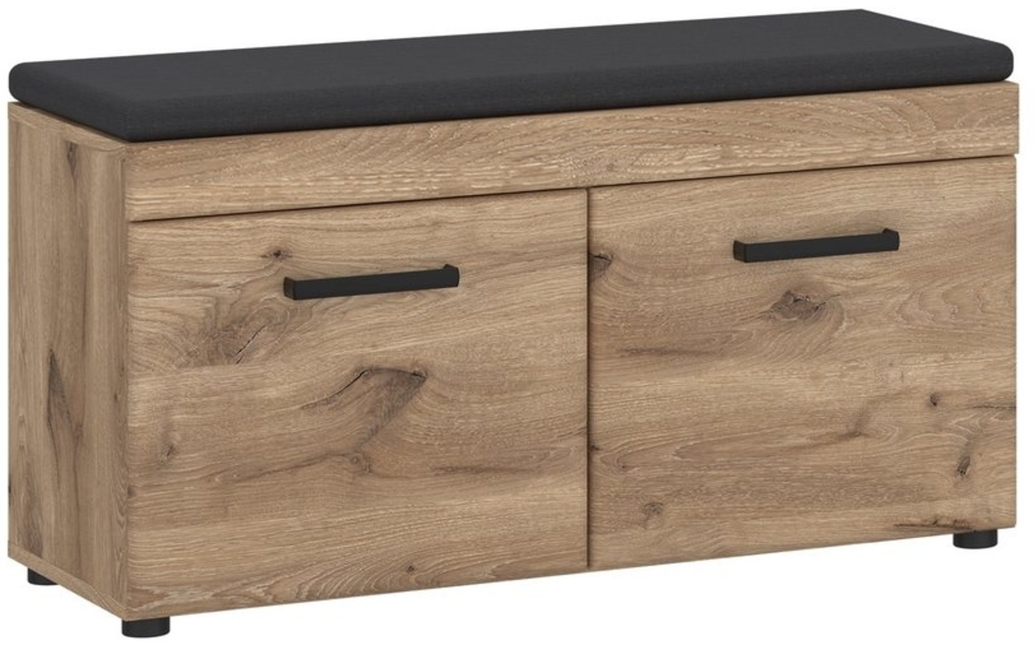 Schuhbank >GRANO< 2 Türen, Viking Eiche Dekor / Kosmos Grau - 93x51x38 (BxHxT) Bild 1