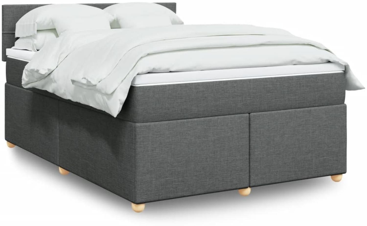 vidaXL Boxspringbett mit Matratze Dunkelgrau 160x200 cm Stoff 3289032 Bild 1