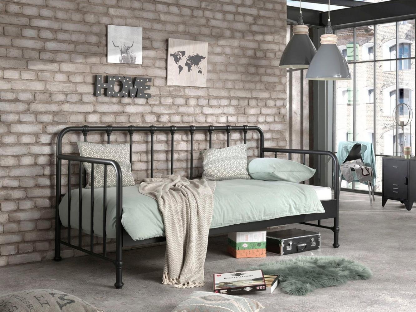 Daybett BRONXX 96,5 x 110 x 206 cm Metall Schwarz Matt Bild 1