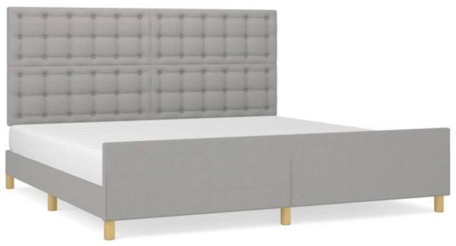 Doppelbett mit Kopfteil Stoff Hellgrau 200 x 200 cm Bild 1