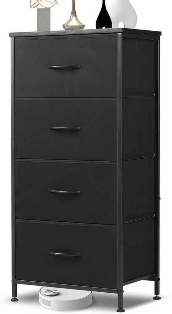 SURFOU Schubkastenkommode Kommode mit 4 Schubladen Sideboard Mehrzweckschrank Schubladenschrank (mit Metallgestell Schubladen aus Stoff), für Schlafzimmer, Wohnzimmer, Kinderzimmer, Flur, Aufbewahrungsschrank Bild 1