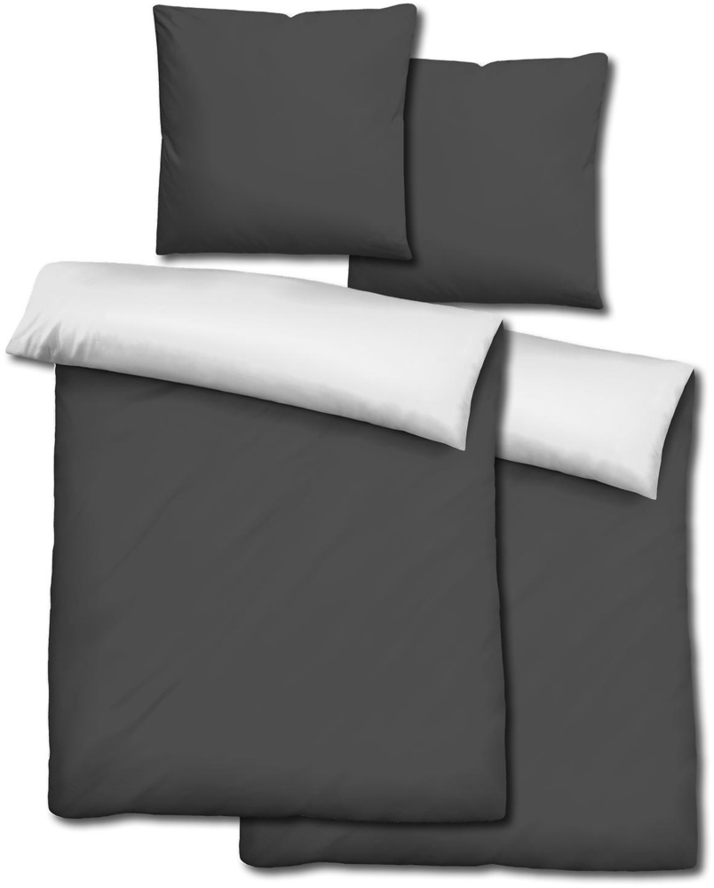 Doppelpack CloudComfort Basic Wendebettwäsche schwarz/weiß 155 x 220 + 80 x 80 cm Bild 1