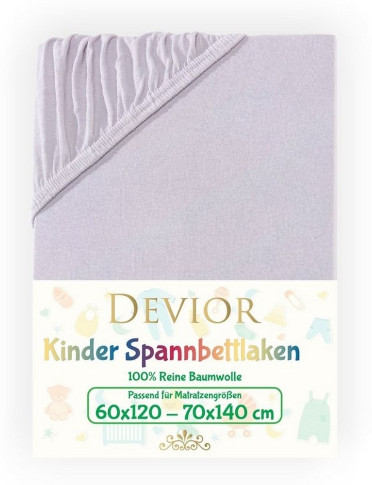 Devior Spannbettlaken Kinder Spannbetttuch 60x120 - 70x140 cm Bettlaken Tuch 100% Baumwolle, Jersey, Gummizug: Rundumgummizug, Matratzen Bezug bis 12cm Matratzenhöhe Bild 1