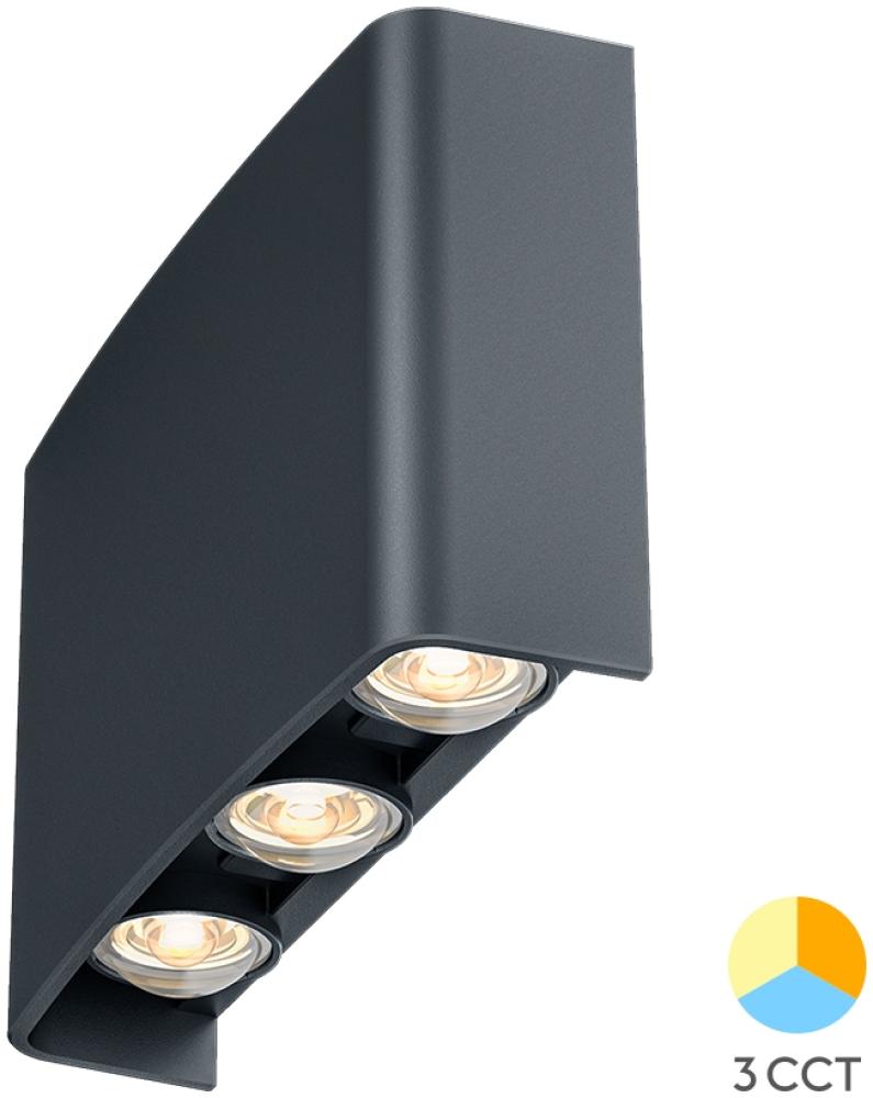 LED Wandleuchte Außen Anthrazit Strahler 6X1W UP&Down Außenwandleuchte CCT 3In1 IP65 Bild 1