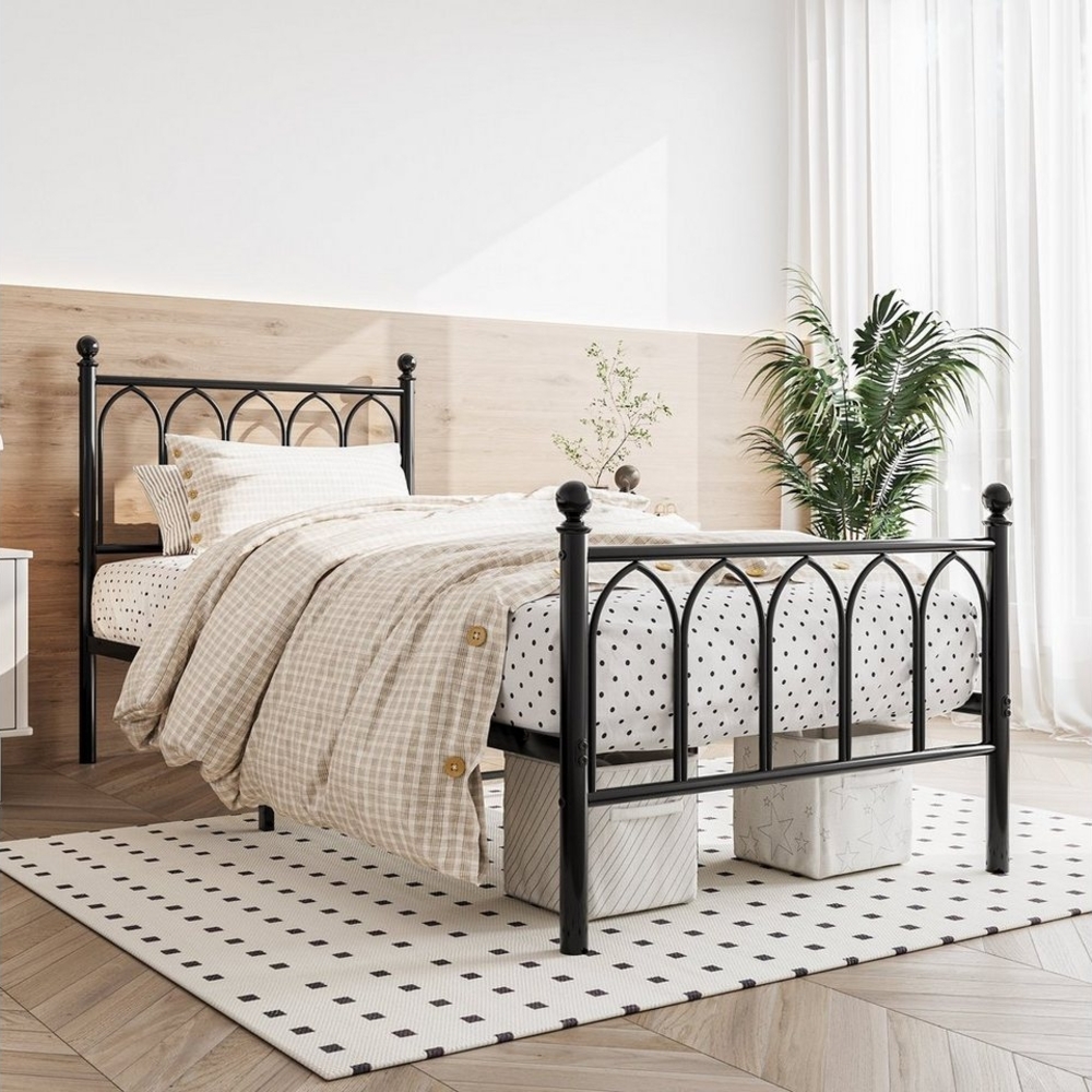 REDOM Metallbett Einzelbett Jugendzimmer mit Lattenrost ohne Martatze (90x200cm ohne Matratze), Zusätzlicher Aufbewahrungsraum, Standard-Einzelbett Bild 1