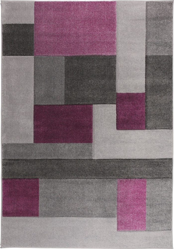 Kadima Design Geometrischer Teppich in Trendfarben, "Nidd Clara". Farbe: Lila-Grau, 120x170 cm Bild 1