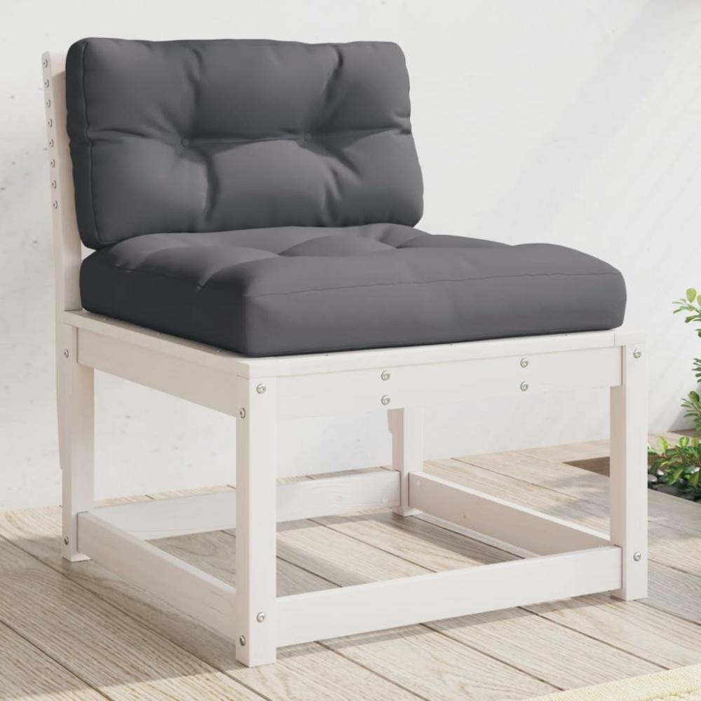 vidaXL Gartensofa mit Kissen Weiß Massivholz Kiefer 844690 Bild 1