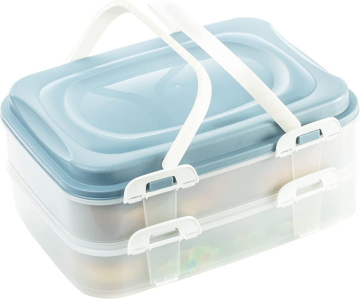 Centi Kuchentransportbox Party Container Kuchenbehälter Lebensmittel Transportbox XL, Kunststoff, (3-tlg), mit 2 Etagen und klappbaren Griffen Bild 1