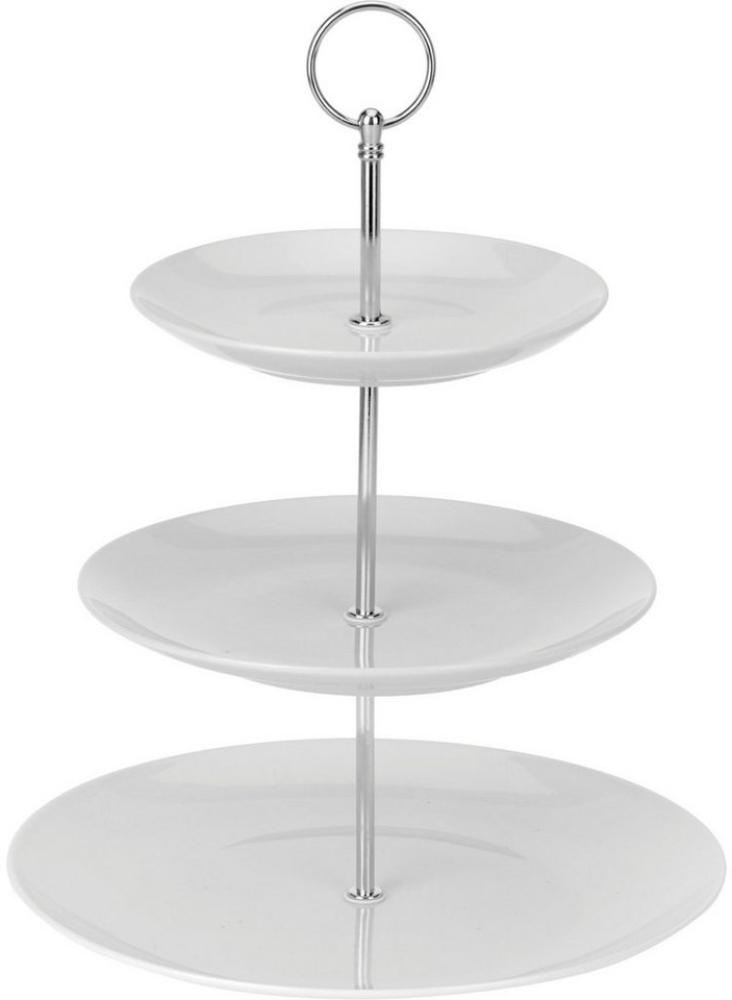 BigDean Etagere Etagenständer weiß aus hochwertigem Porzellan 3 stufig - Höhe 35 cm, Porzellan Bild 1