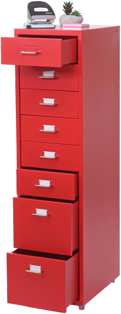 Rollcontainer Boston T851, Schubladenschrank Stahlschrank, 110x28x41cm 8 Schubladen ~ rot Bild 1