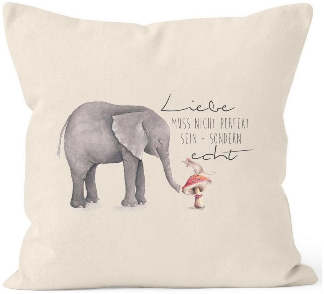 MoonWorks Dekokissen Kissenbezug Geschenk Liebe muss nicht perfekt sein sondern echt Elefant Maus Kissen-Hülle Deko-Kissen 40x40 Baumwolle MoonWorks® Bild 1