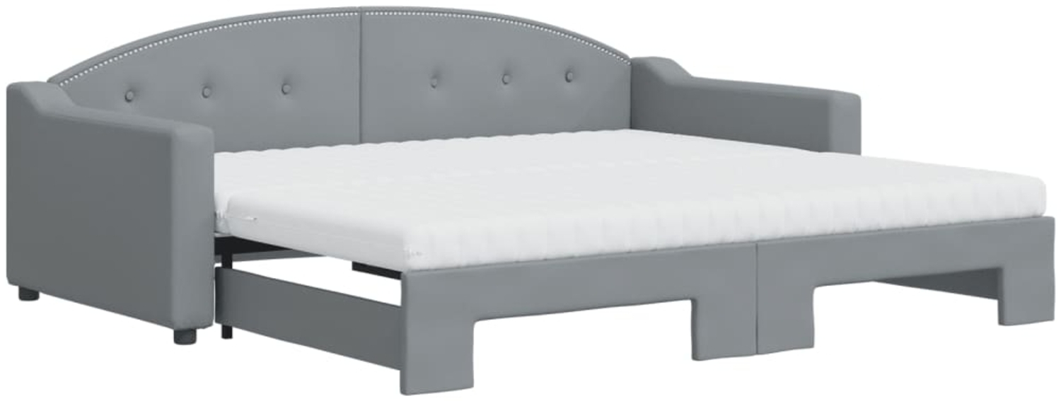 vidaXL Tagesbett Ausziehbar mit Matratze Hellgrau 90x190 cm Stoff 3197558 Bild 1