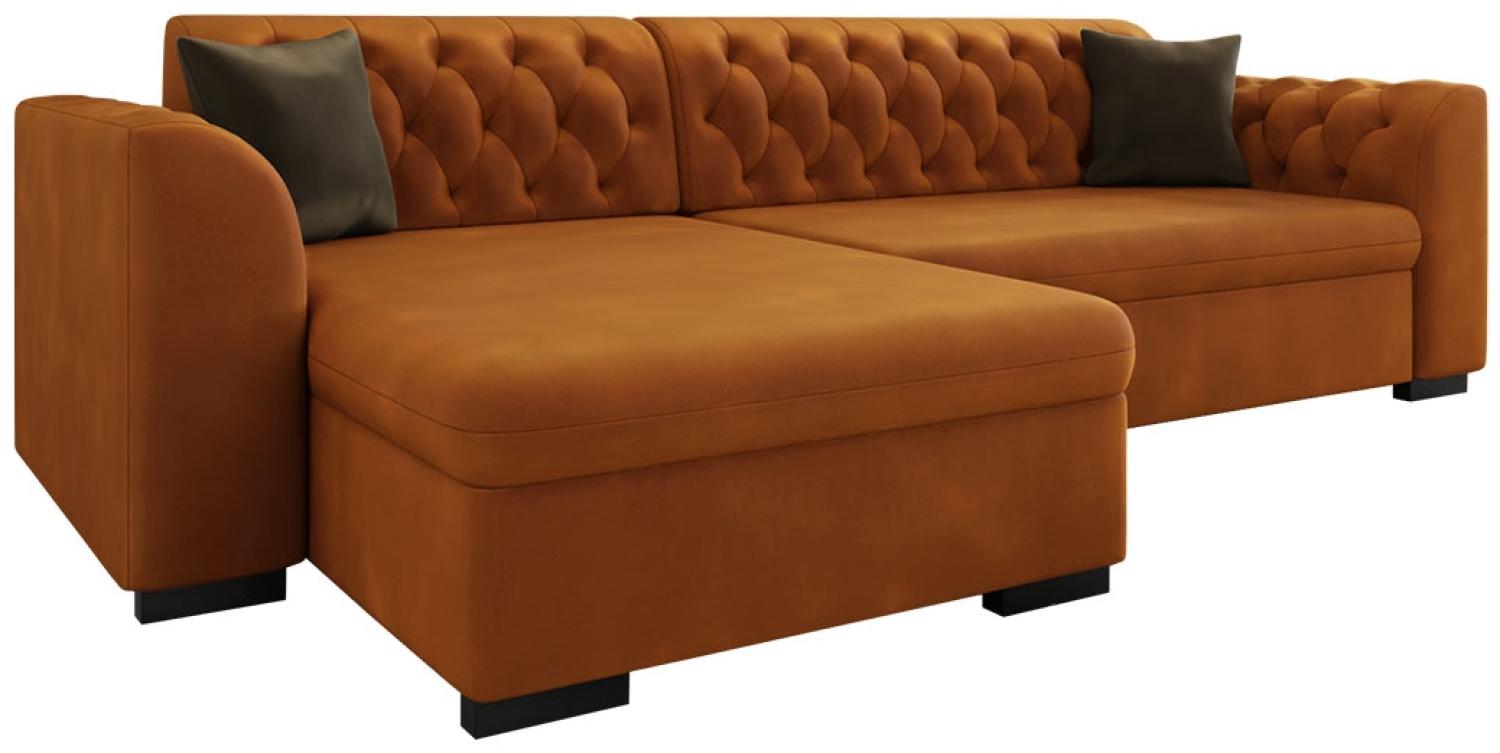 Mirjan24 'Lerito' Ecksofa mit Bettkasten und Schlaffunktion, Samt, orange, Links Bild 1