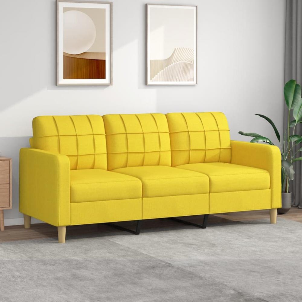 vidaXL 3-Sitzer-Sofa Hellgelb 180 cm Stoff 359104 Bild 1