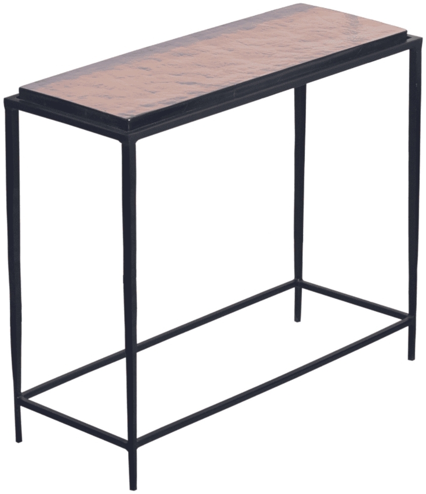 Signature 'IGLOO' Kleine Konsole aus Rauchglas und schwarzem Metall L80 cm - Schwarz Bild 1