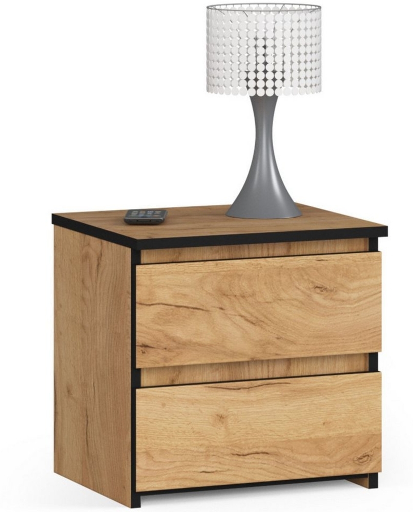 Home Collective Kommode 40 cm breit Holz Highboard Sideboard für Flur Schlafzimmer Wohnzimmer (Mehrzweckschrank Schrank schmal Kommode Schlafzimmer mit Schubladen), Kinderzimmer Organizer, 40 cm hoch mit 2 Schubladen Eiche Bild 1