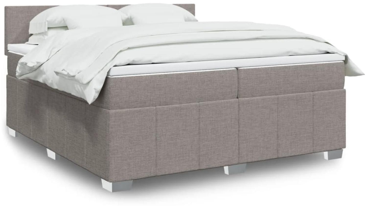 vidaXL Boxspringbett mit Matratze Taupe 200x200 cm Stoff 3287172 Bild 1