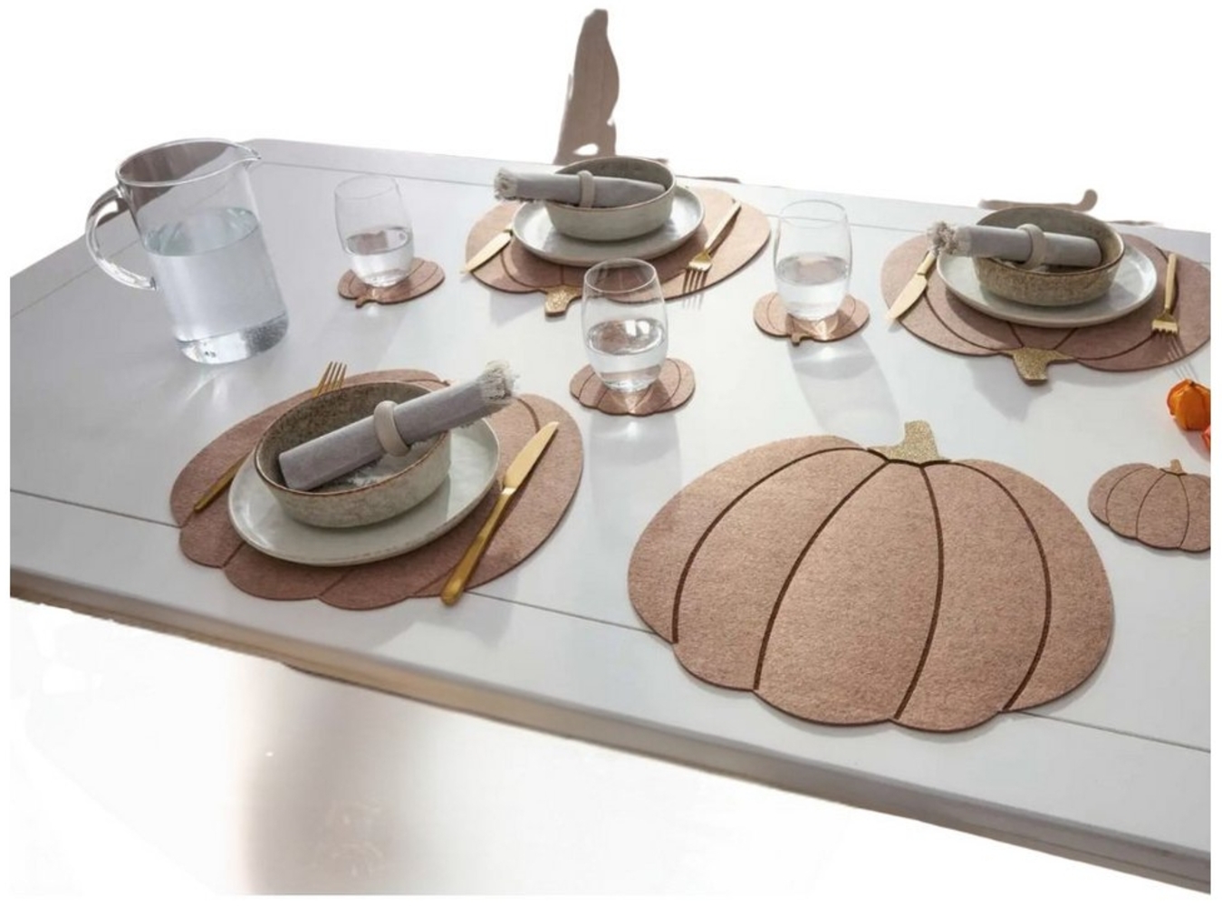 Home-trends24. de Platzset Tischset Kürbis Filz Herbst Deko Platzmatte Set 8tlg, (8-St) Bild 1
