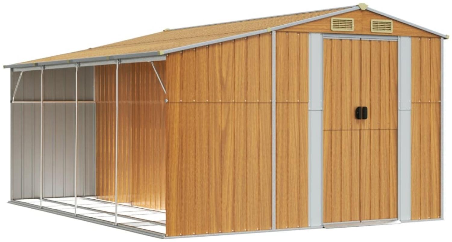 vidaXL Gerätehaus Hellbraun 277x365,5x179 cm Verzinkter Stahl 3188300 Bild 1
