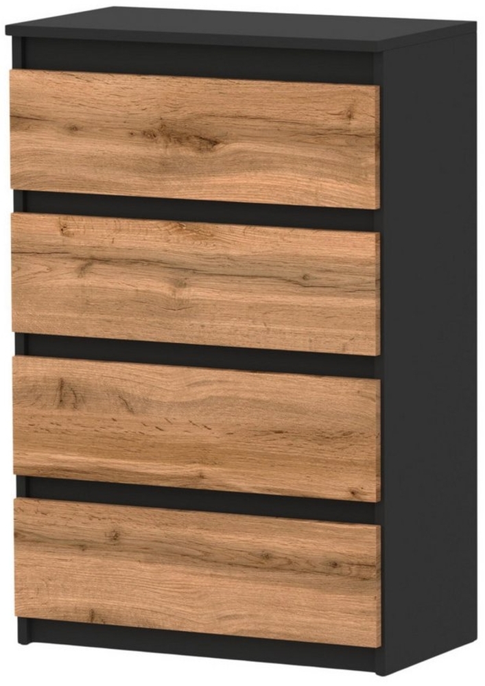 KOSETO Kommode mit 4 Schubladen - 60 cm - für Wohnzimmer und Schlafzimmer, Kratzfeste Oberfläche, Griffloses Design, Pflegeleicht, Modern Design Bild 1