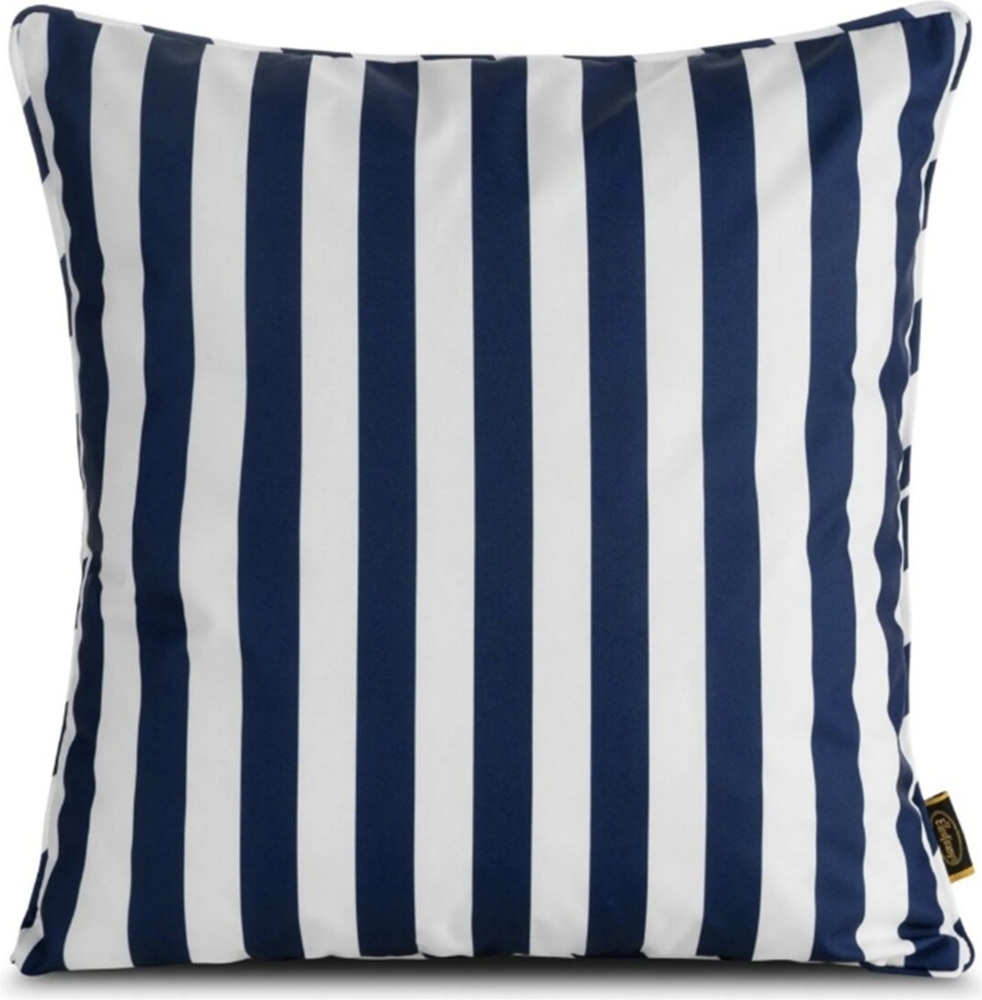 Kissenbezug Garten Wassefest Outdoor 6 dunkelblau 45x45 Streifen Bild 1