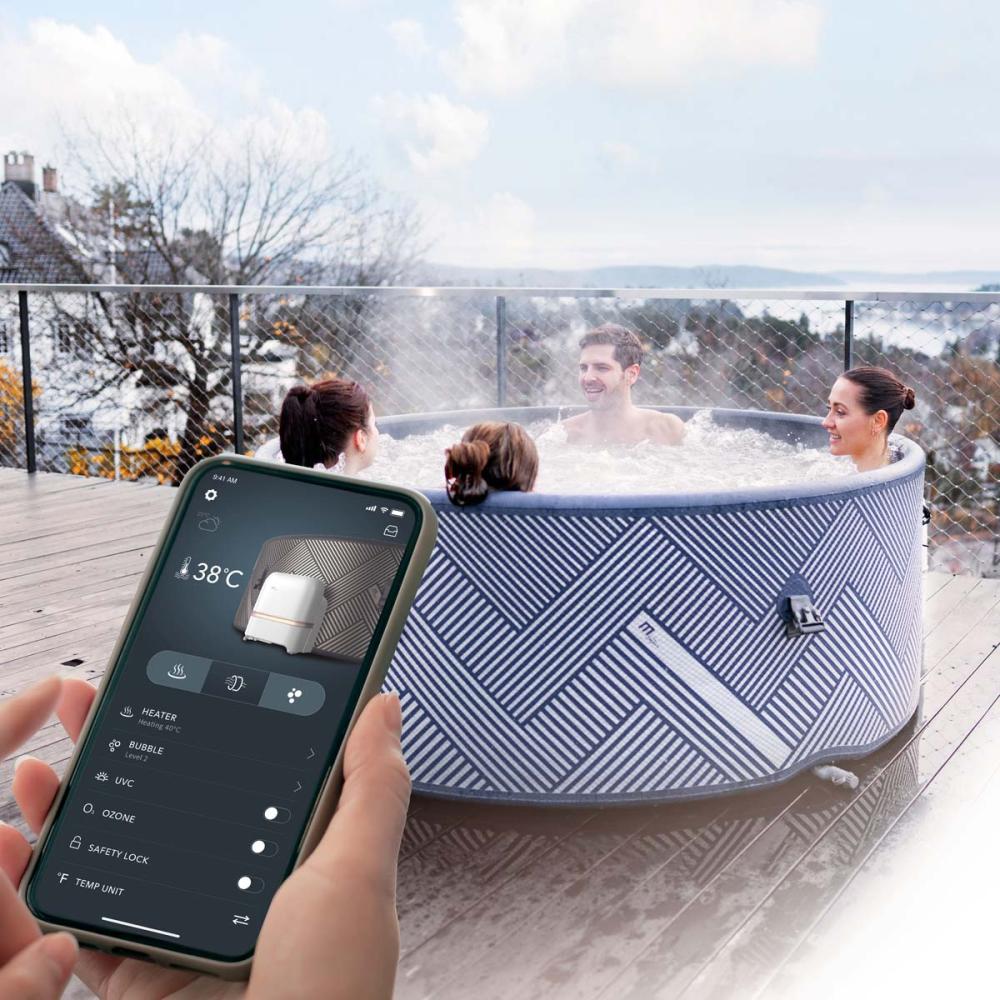 BRAST Whirlpool aufblasbar MSpa Naval für 6 Personen Ø173x65 cm In- Outdoor Pool 138 Massagedüsen inkl. aufblasbare Thermoabdeckung & Isolierende Bodenmatte Bild 1